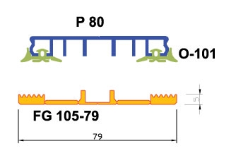 Mittelprofil für VSG Glas, für 80 mm Balken
