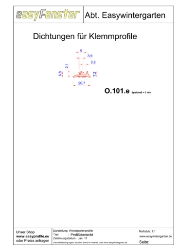 Verglasungsdichtung außen 0-101.e.VE