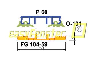 Verlegeprofile für VSG Glas, für 60 mm Balken 1000 mm lang
