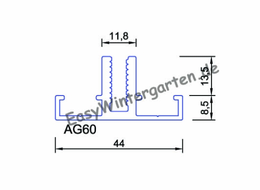 Glasauflageprofil AG.60.e Alu für Wintergärten und Glasdächer