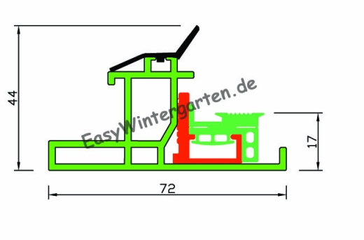 Traufprofil Glasdach mit Isolierglas als Stufenglas