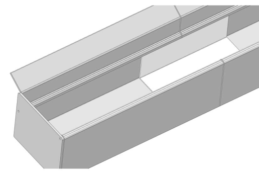 Kastenrinne mit Anschraubsteg RAL 9016 weiß für Glasdach