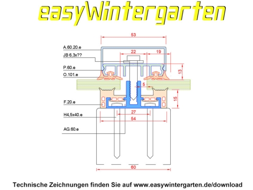 Glasauflageprofil Alu AG.60.e PREMIUM für flache Dachneigungen