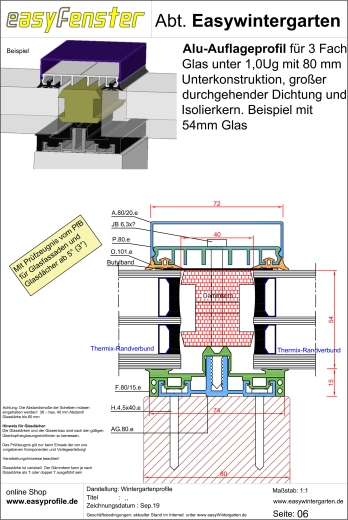 Thermoprofile 80 mm für Energiesparglas Planungsmuster