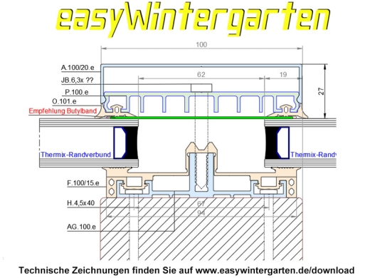Verglasungssystem für Isolierglas bei 100mm mit AG.100.e