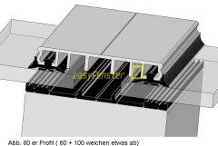 Verlegeprofile für VSG Glas, für 60 mm Balken 2000 mm lang Verlegeprofile für VSG Glas, für 60 mm Balken 2000 mm lang