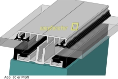Verlegeprofile Alu für VSG u. Isolierglas 60 mm - Kaltverglasung Verlegeprofile Alu für VSG u. Isolierglas 60 mm - Kaltverglasung