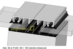 Verlegeprofil für VSG Glas, für 60 mm Unterbau Verlegeprofil für VSG Glas, für 60 mm Unterbau