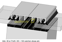 Verlegeprofile für VSG Glas, für 60 mm Balken 1000 mm lang Verlegeprofile für VSG Glas, für 60 mm Balken 1000 mm lang