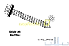 Edelstahlschraube VA 6,3x65 mit Dichtscheibe, für 40 -42mm Edelstahlschraube VA 6,3x65 mit Dichtscheibe, für 40 -42mm