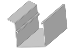 Kastenrinne Alu RAL 9006 (EV1 eloxal) für Glasdach Kastenrinne Alu RAL 9006 (EV1 eloxal) für Glasdach